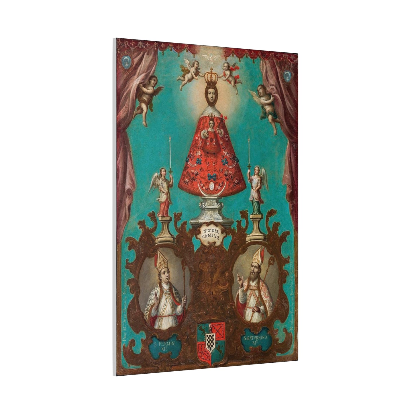 The Virgin of El Camino with St Fermin and St Saturnino Catholic HQ Print on Canvas Ready To Hang - Virgin Mary Canvas