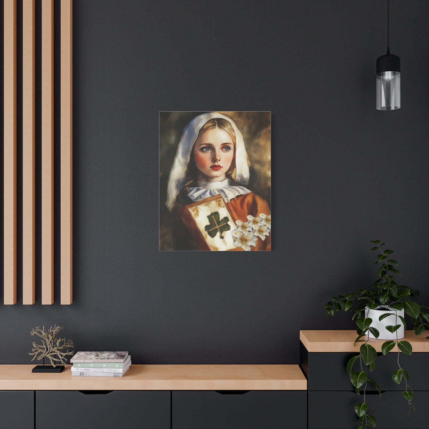 St. Dymphna Catholic Canvas Wall Art, Christian Decor