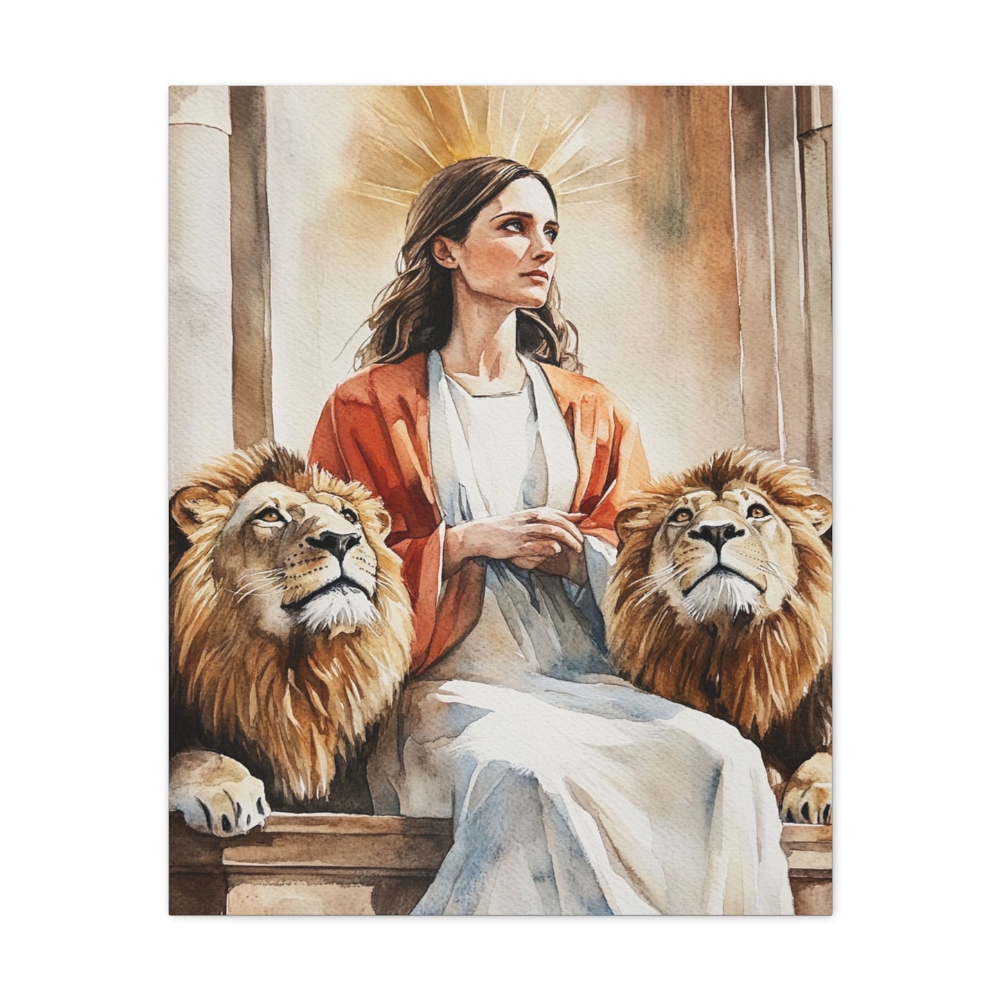 Ready To Hang - St. Prisca with Lions Catholic Canvas Wall Art, Christian Decor