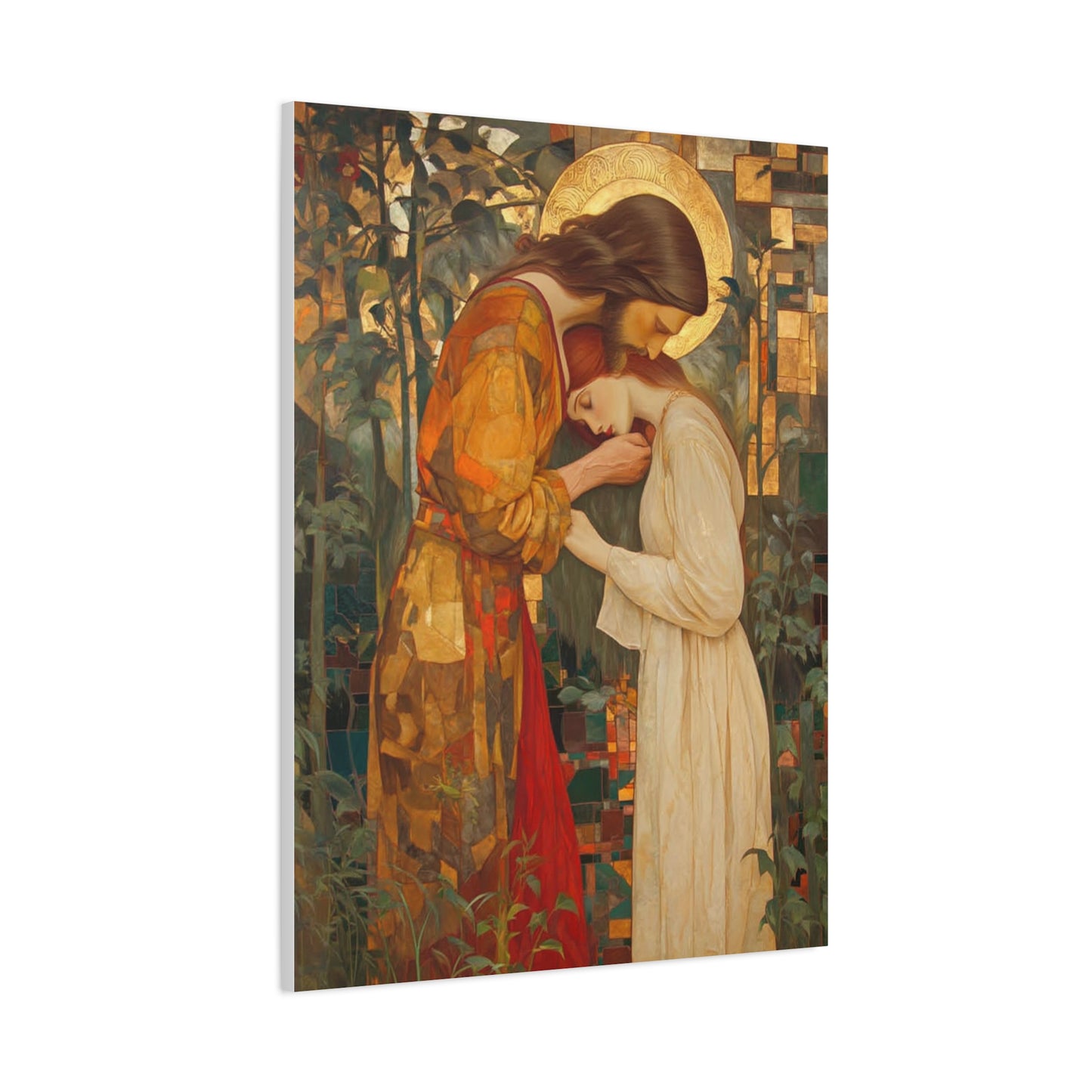 Healing Love - Christ Embracing Mary Magdalene Catholic Canvas Wall Art, Christian Decor