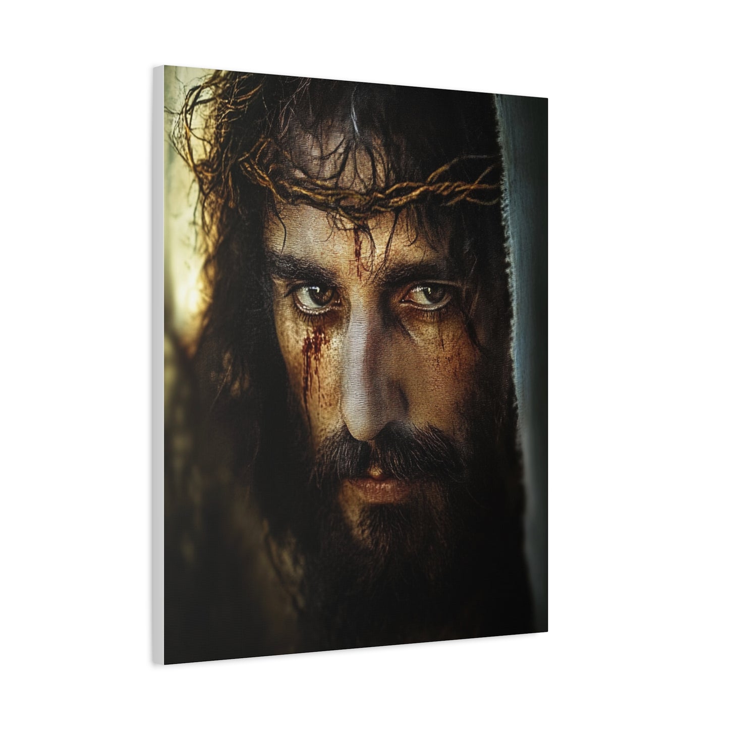 Jesus Christ Our Lord with Crown of Thorns Catholic Canvas Wall Art, Christian Decor