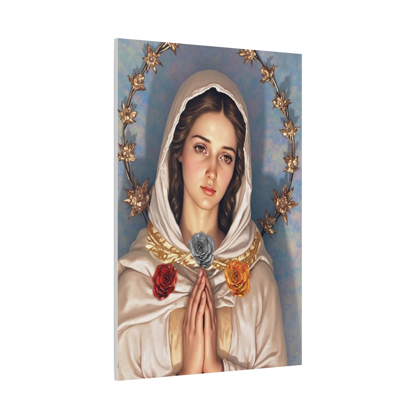 Our Lady Mary Rosa Mystica Catholic Canvas Wall Art, Christian Decor