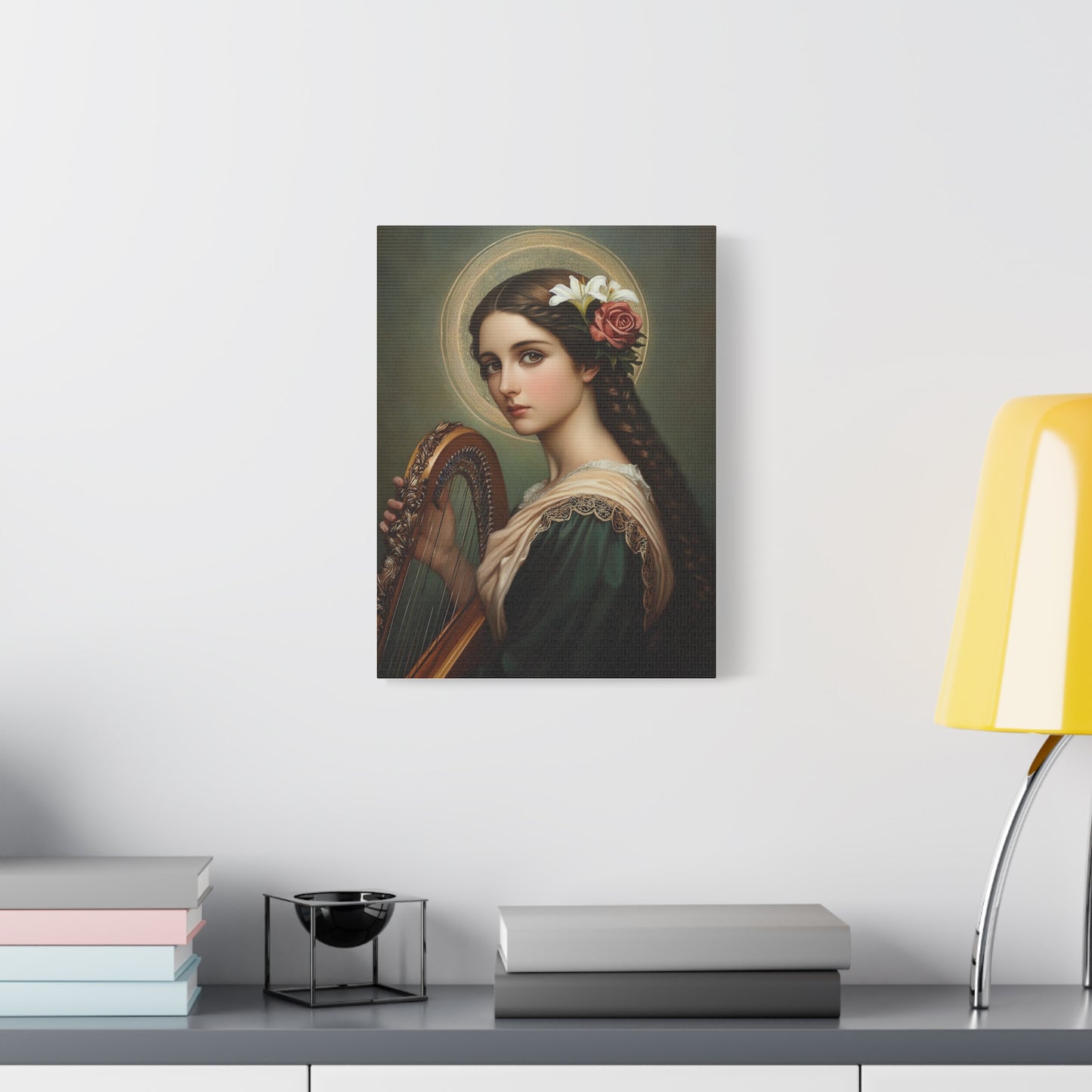 St. Cecilia Catholic Canvas Wall Art, Christian Decor