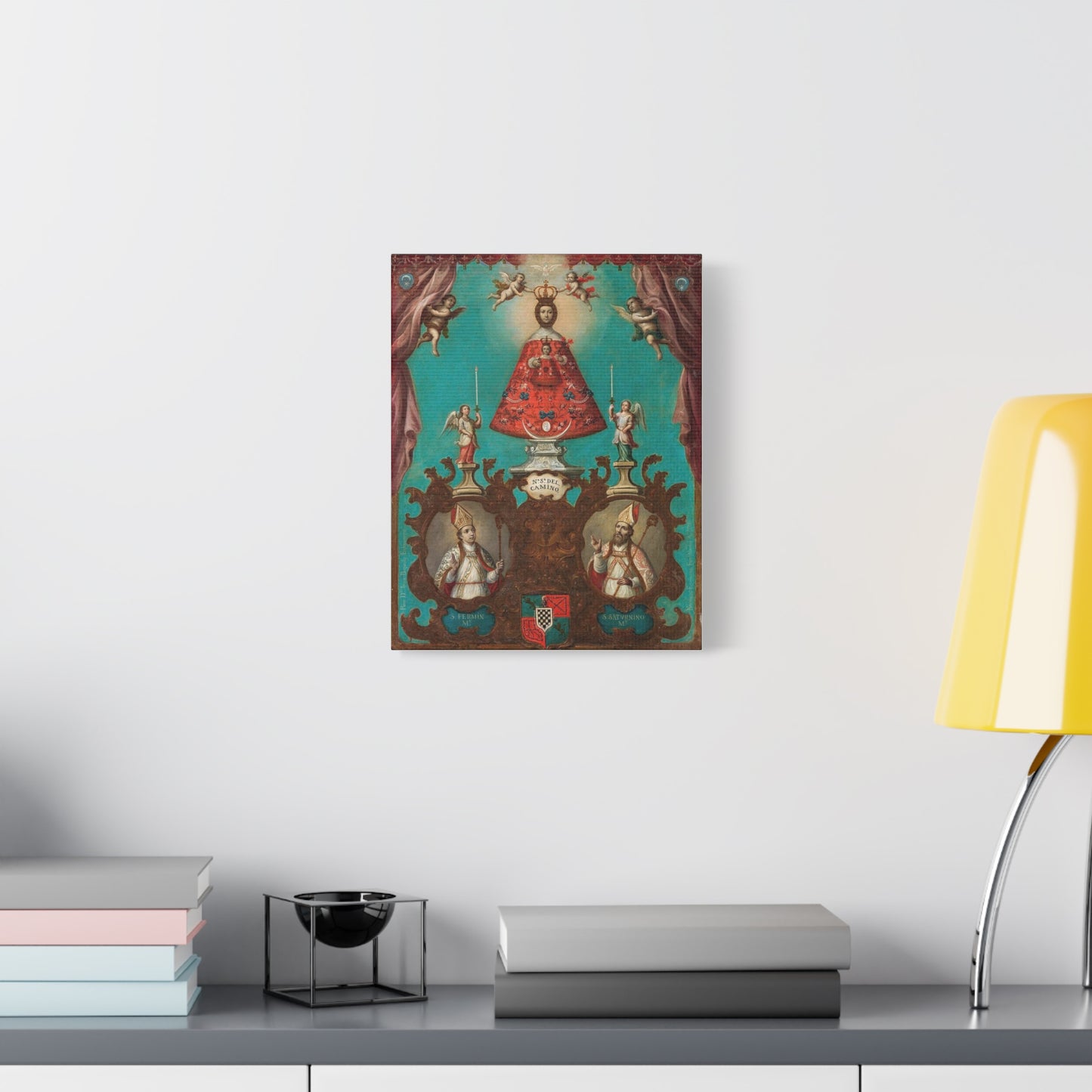 The Virgin of El Camino with St Fermin and St Saturnino Catholic HQ Print on Canvas Ready To Hang - Virgin Mary Canvas