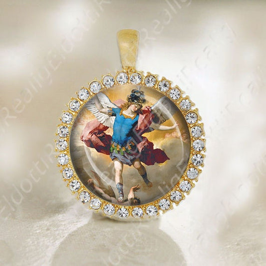 St Michael The Archangel Protection Medal Catholic Gold Tone Religious Jewelry