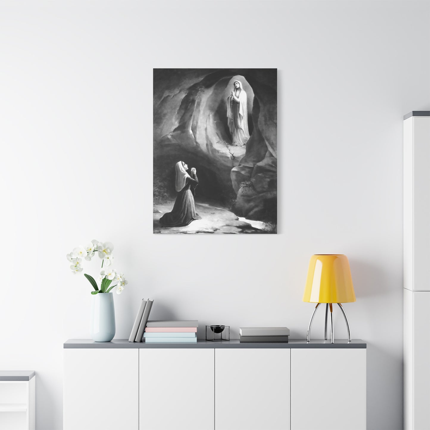 Ready to Hang - Our Lady of Lourdes St. Bernadette Soubirous Catholic Canvas Wall Art, Christian Decor
