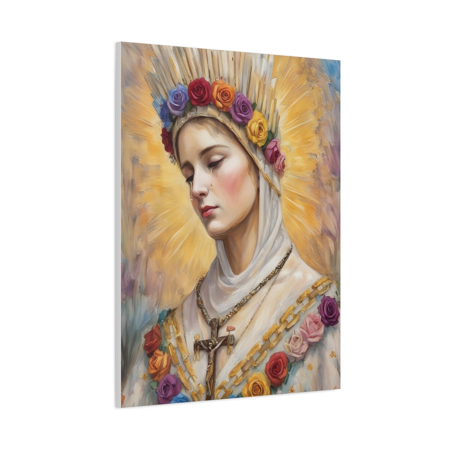 Our Lady La Salette Catholic Canvas Wall Art, Mother Mary Print Christian Decor