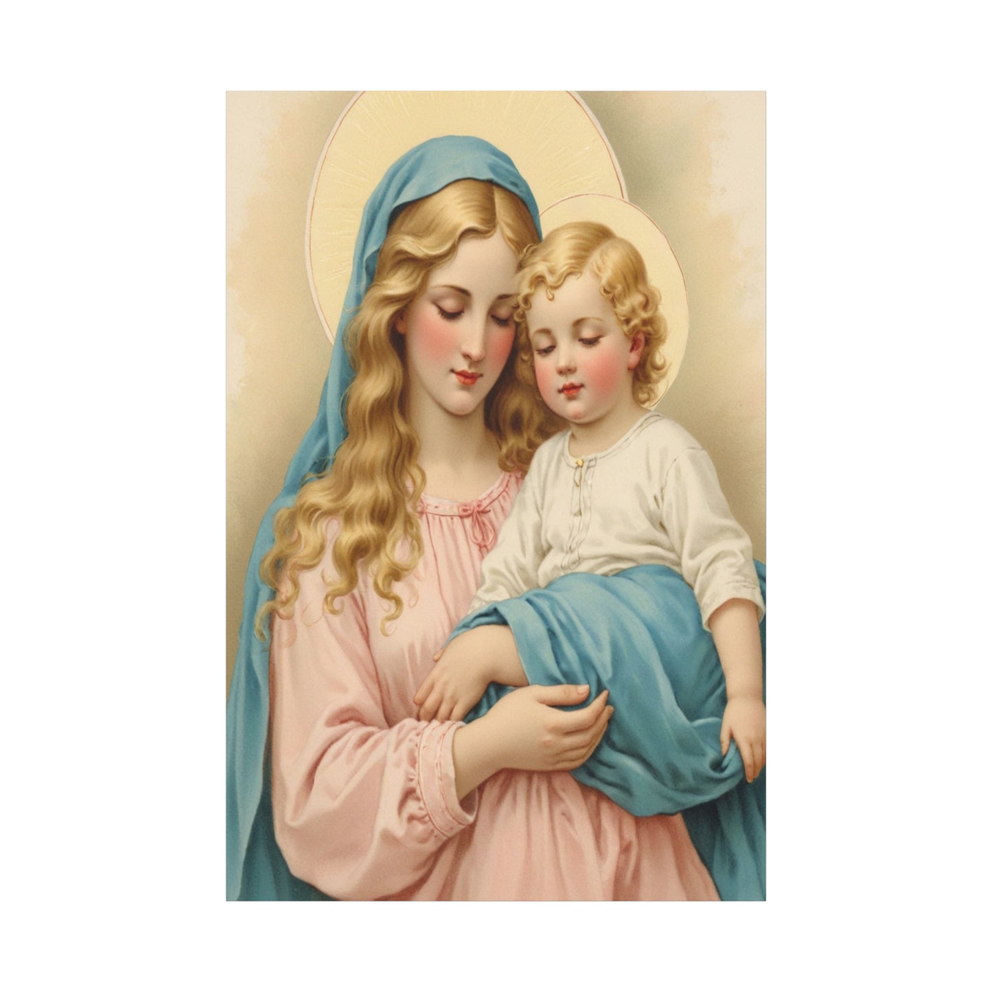 Mother Mary and Baby Jesus Catholic Canvas Wall Art, Christian Decor