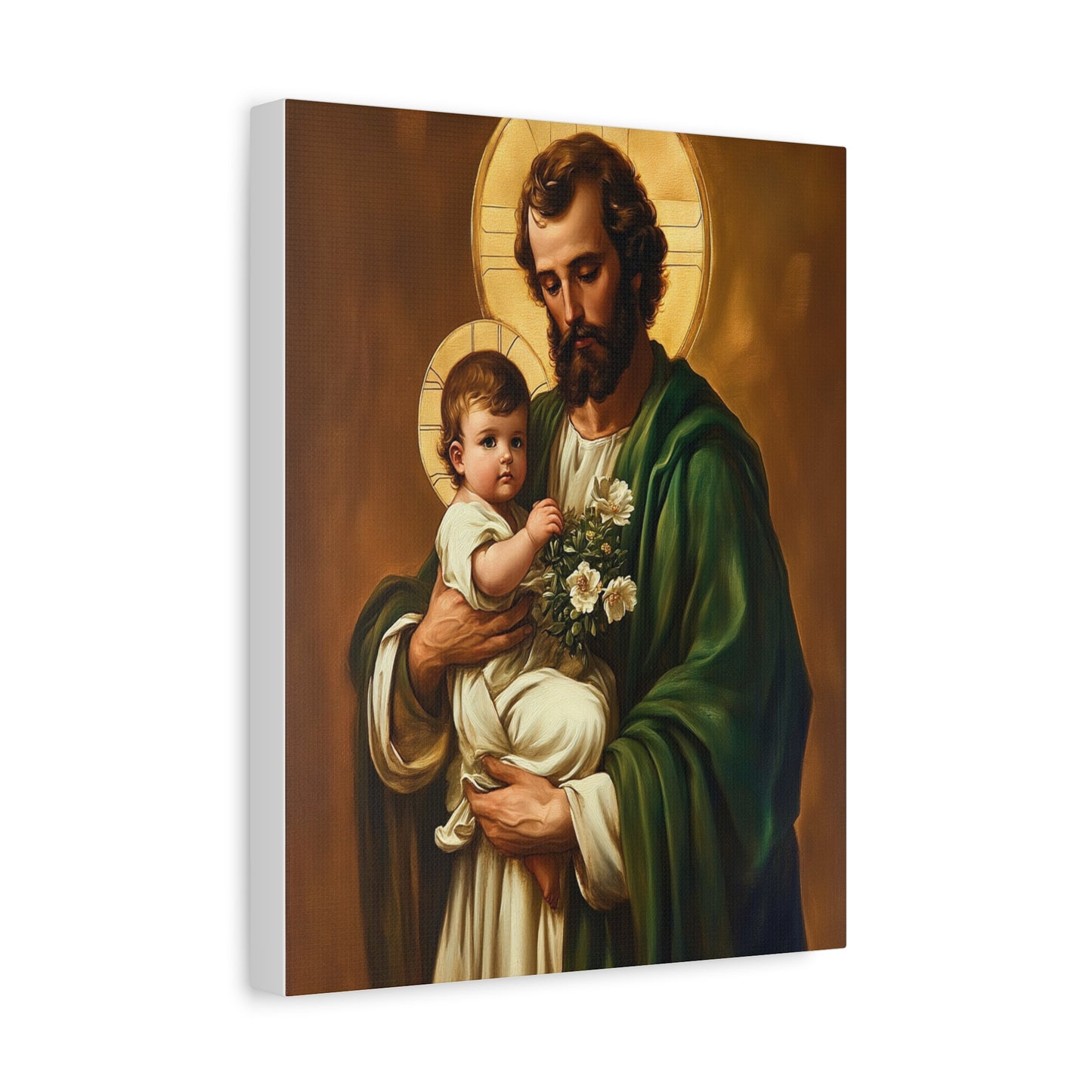 St. Joseph and Baby Jesus Catholic Canvas Wall Art, Christian Decor