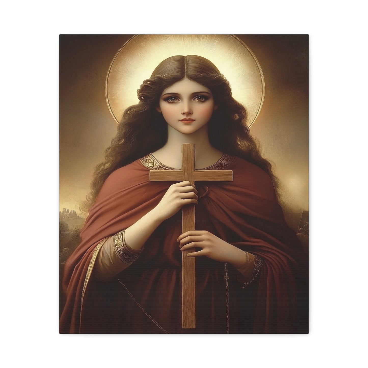 St. Helena and the True Cross Catholic Canvas Wall Art, Christian Decor