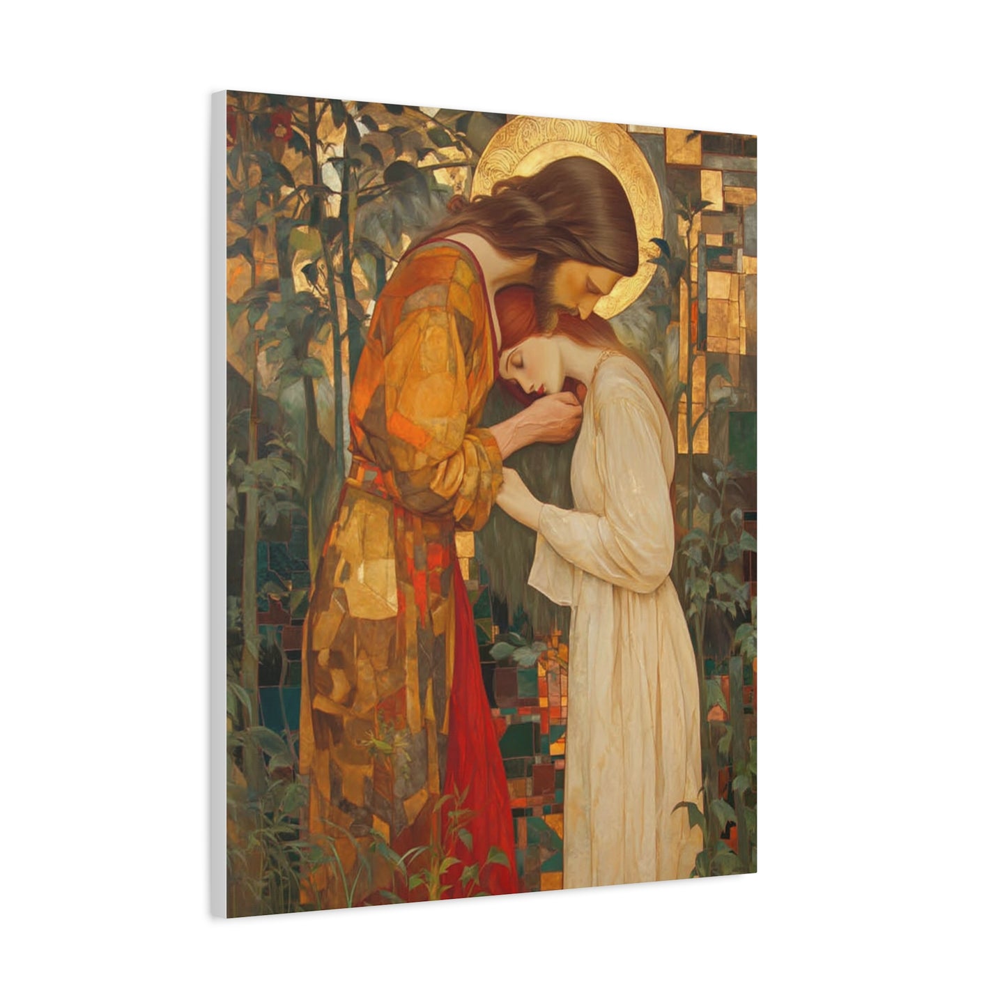 Healing Love - Christ Embracing Mary Magdalene Catholic Canvas Wall Art, Christian Decor