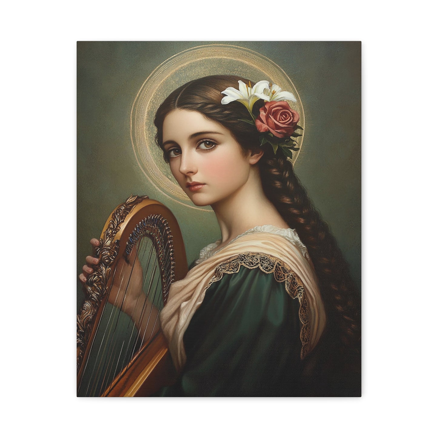 St. Cecilia Catholic Canvas Wall Art, Christian Decor
