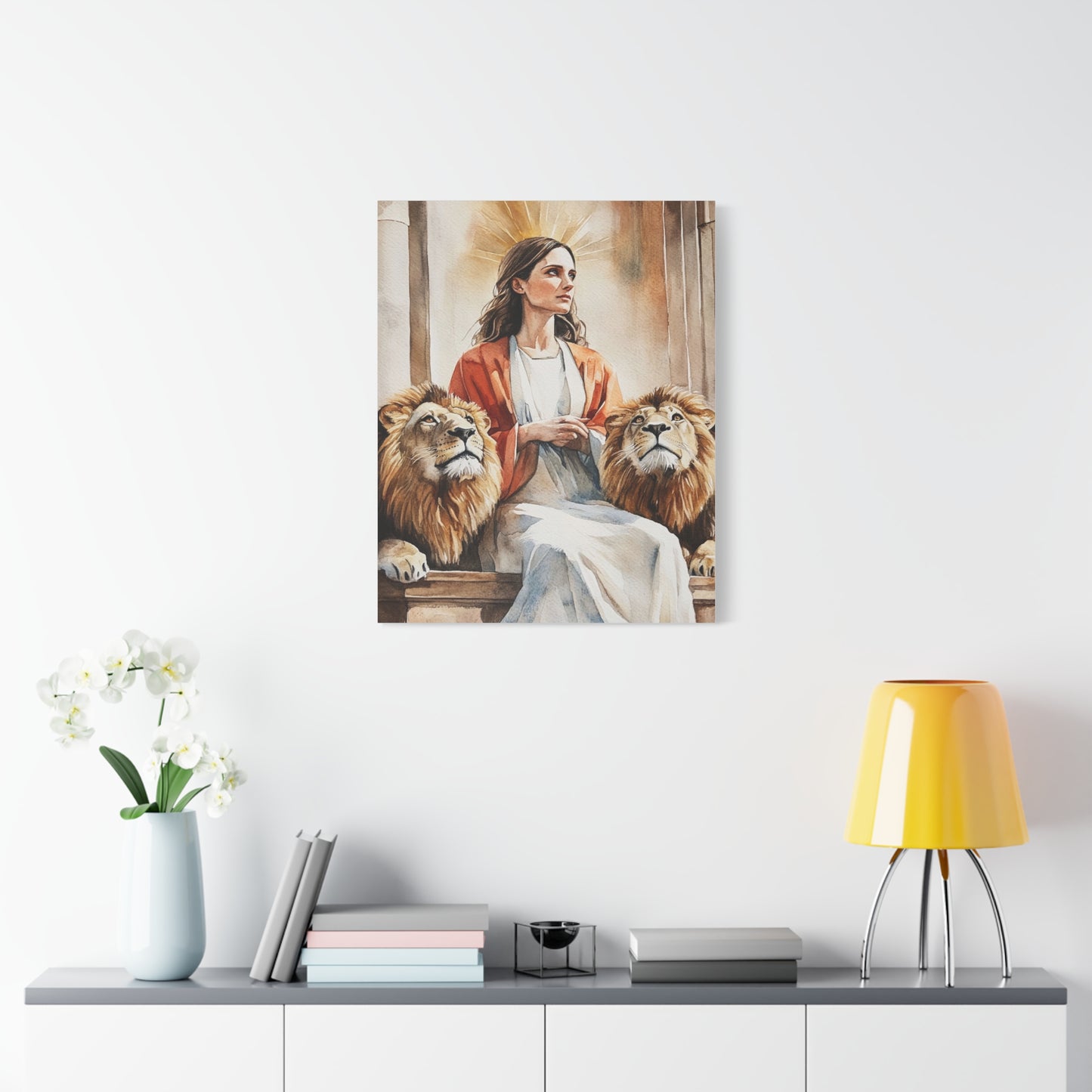 Ready To Hang - St. Prisca with Lions Catholic Canvas Wall Art, Christian Decor