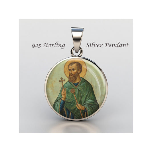 Saint Aidan Religious Devotional sterling silver 925 Christian Medal Patron Pendant