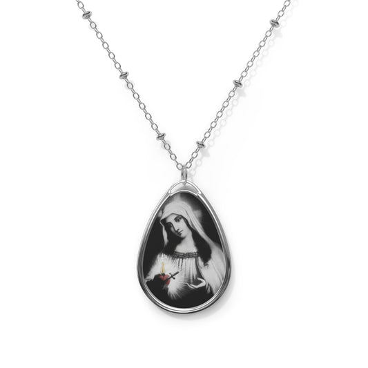 Virgin Mary Holds Her Immaculate Heart Catholic Necklace Drop Pendant