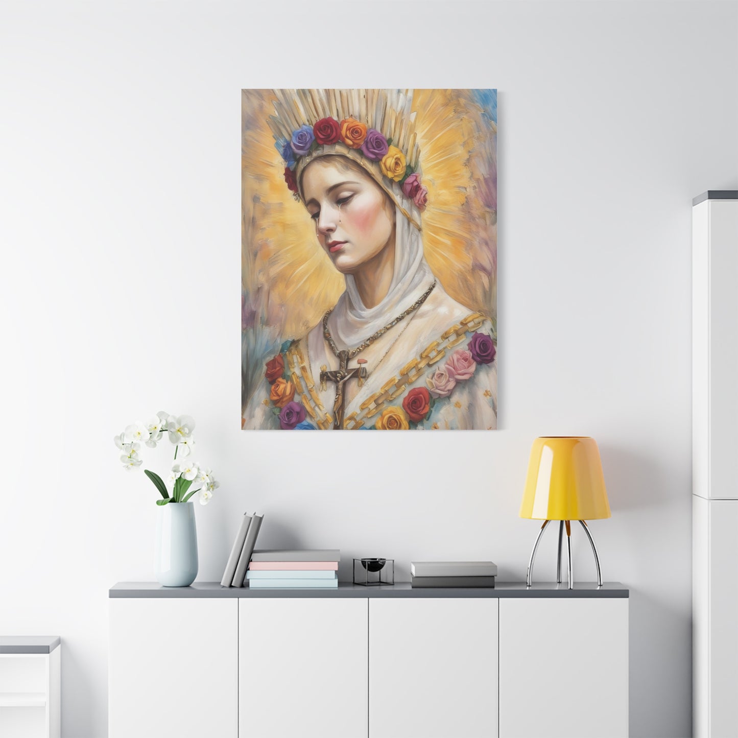 Our Lady La Salette Catholic Canvas Wall Art, Mother Mary Print Christian Decor