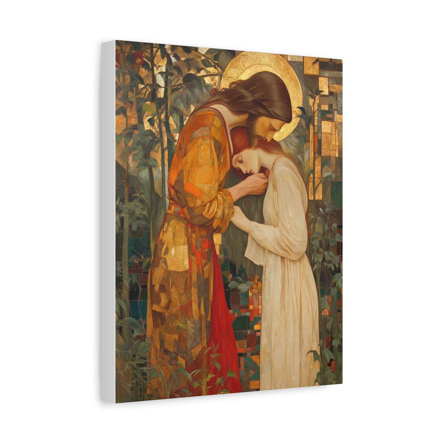 Healing Love - Christ Embracing Mary Magdalene Catholic Canvas Wall Art, Christian Decor