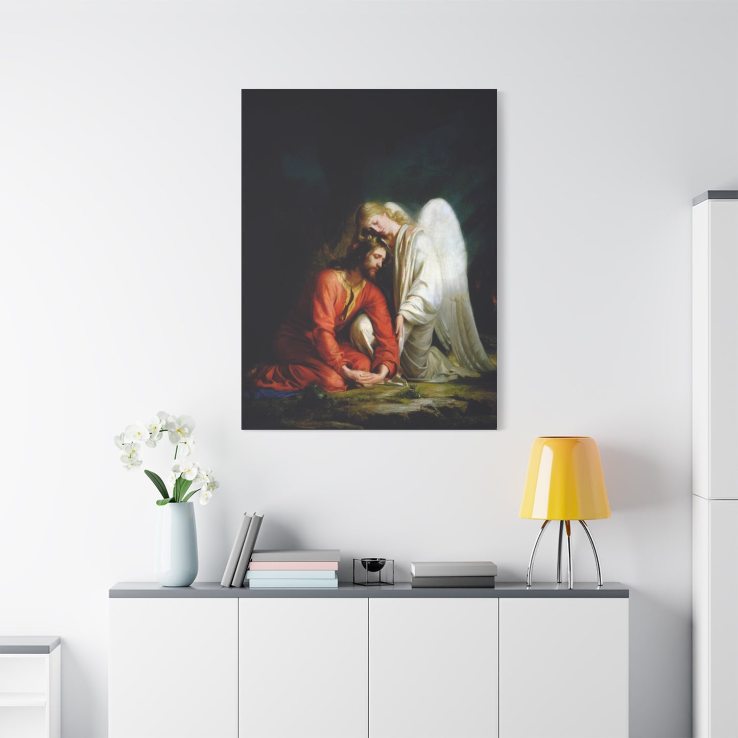 Ready To Hang - Bloch Gethsemane Jesus and Angel Praying - Agony in the Garden Catholic Canvas Wall Art, Christian Decor
