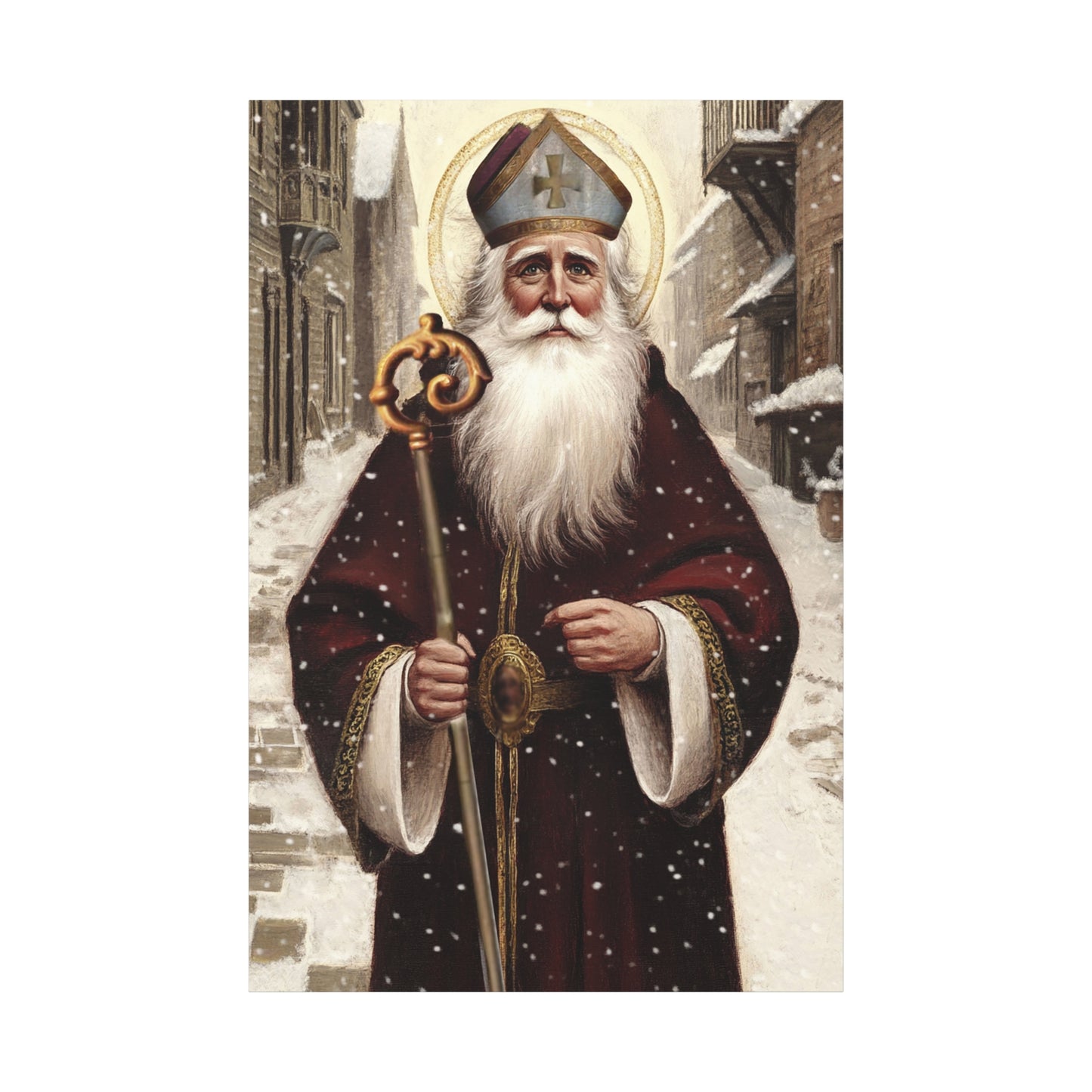 St. Nicholas of Bari Religious Canvas Wall Art, Christian Decor