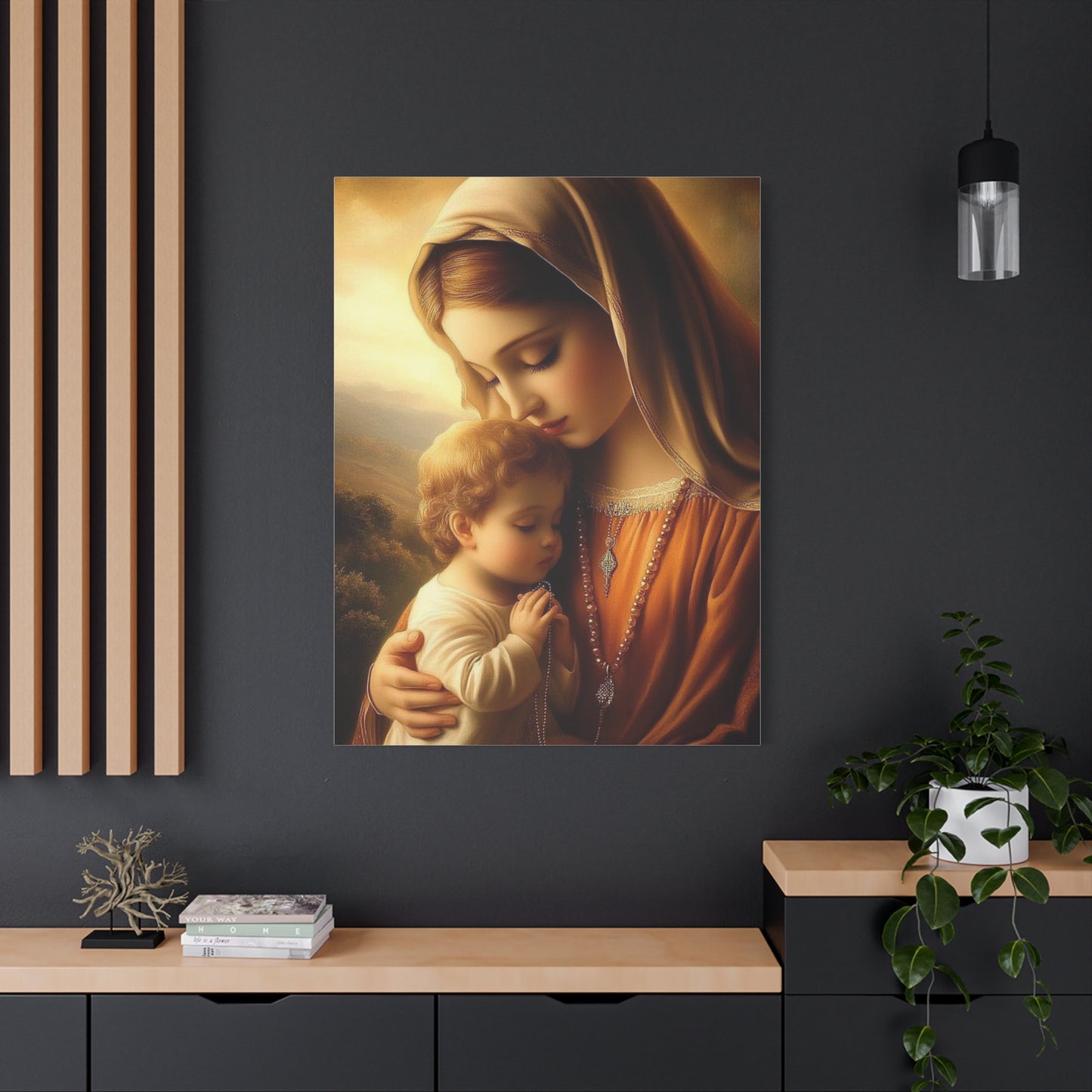 Mother Mary and Baby Jesus Catholic Canvas Wall Art, Christian Decor