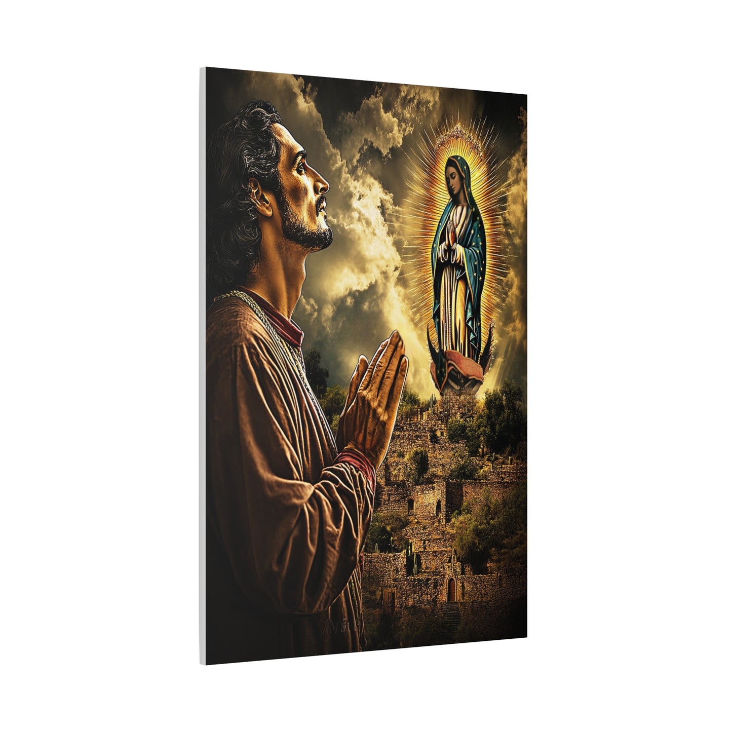 St. Juan Diego Our Lady of Guadalupe Catholic Canvas Wall Art, Christian Decor