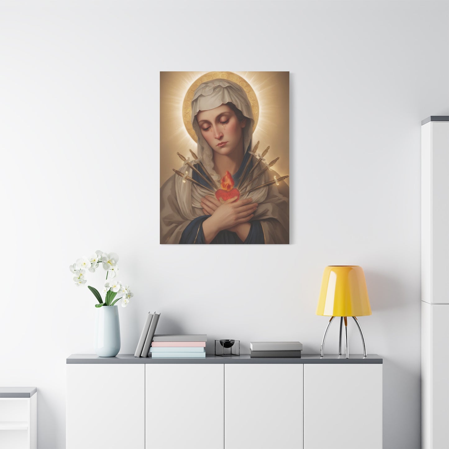 Ready to Hang - Mary Our Lady Of Sorrows Catholic Canvas Wall Art, Christian Decor