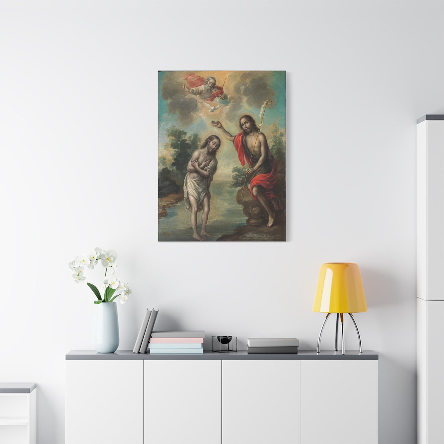 The Baptism of Christ Jesus Catholic HQ Print on Canvas Ready To Hang - Virgin Mary Canvas