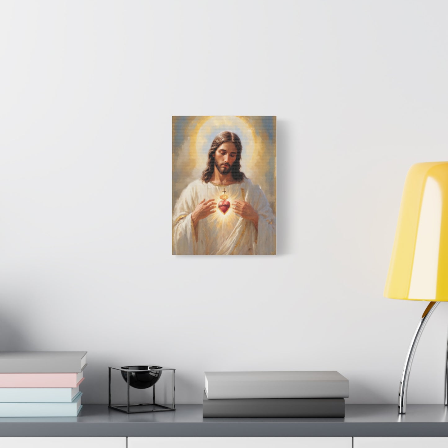 Jesus Christ Sacred Heart Catholic Canvas Wall Art, Christian Decor