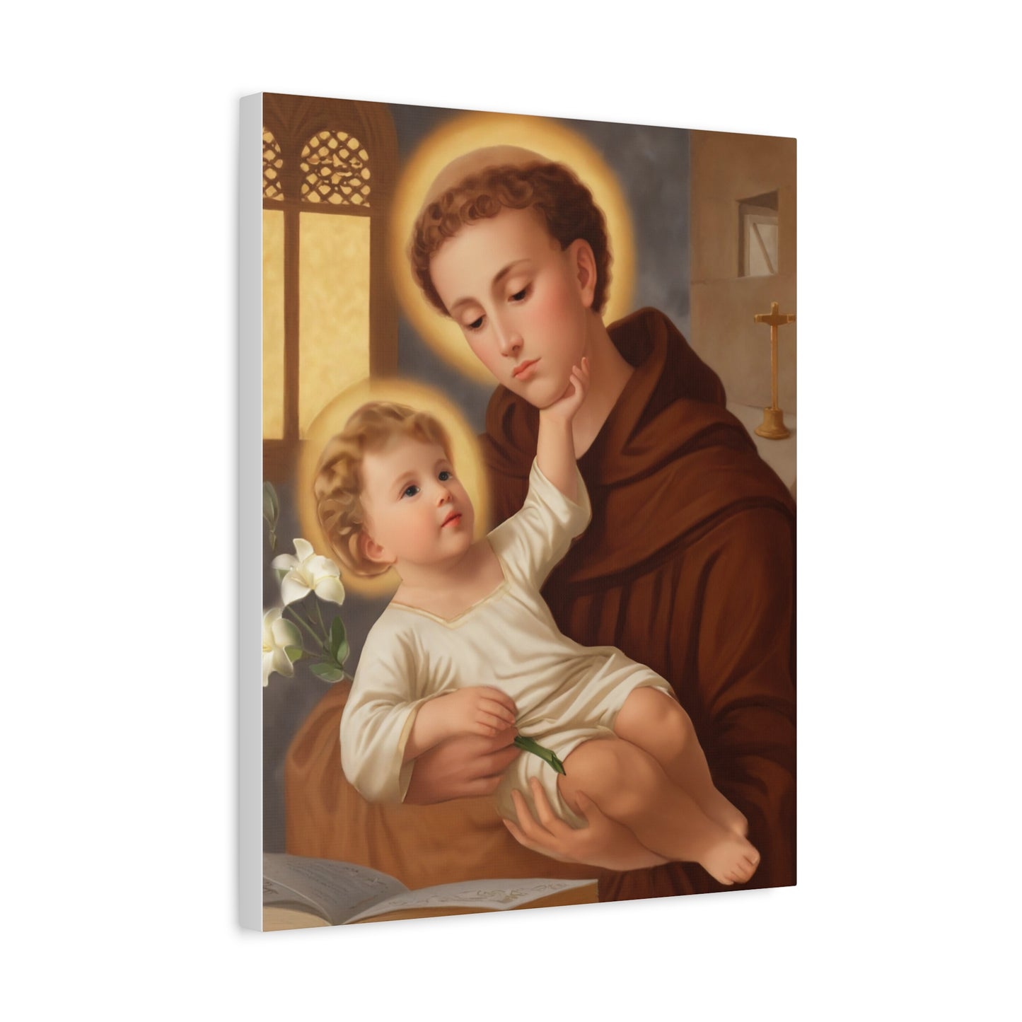 St. Anthony and Jesus Catholic Canvas Print, Catholic Decor Wall, Gift Religious Christian