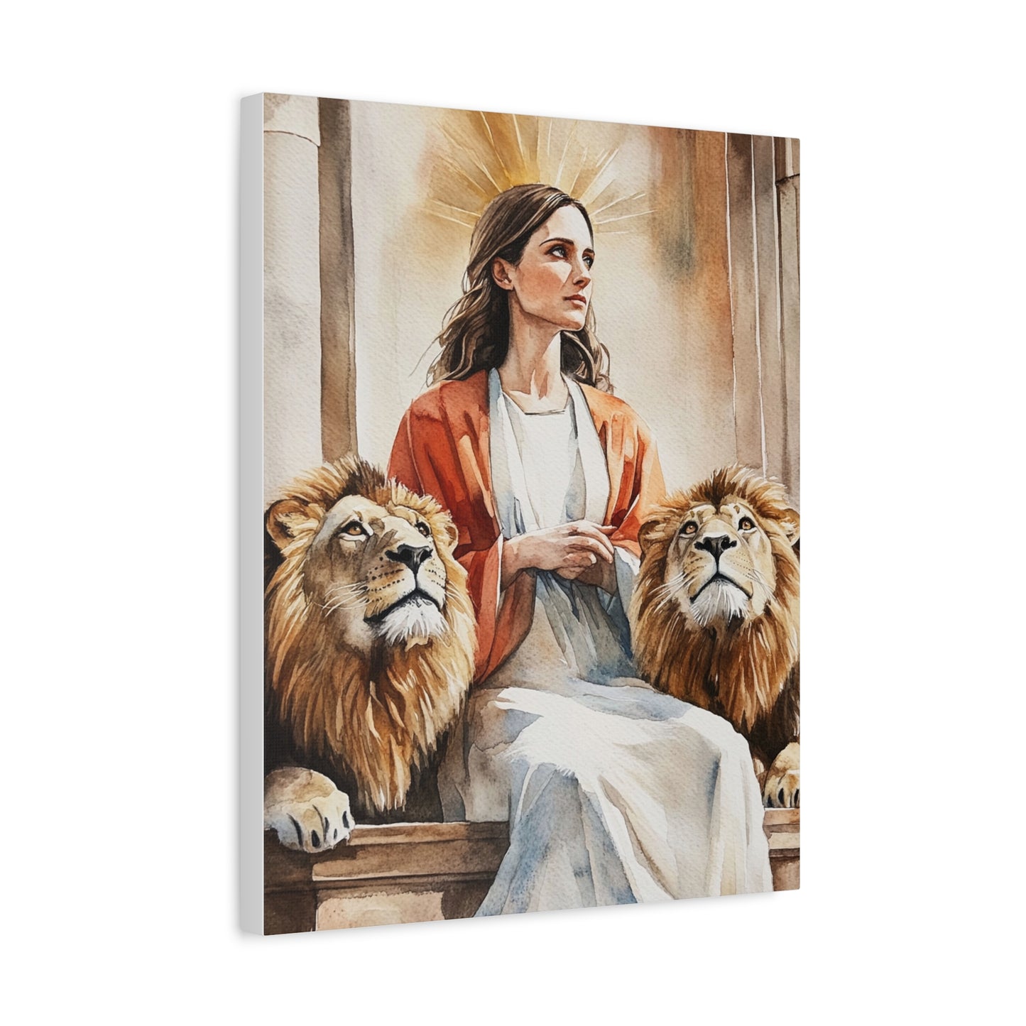 Ready To Hang - St. Prisca with Lions Catholic Canvas Wall Art, Christian Decor
