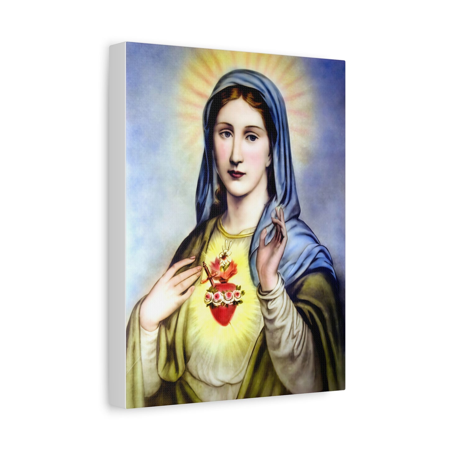 Ready to Hang - Immaculate Heart Virgin Mary Catholic Canvas Wall Art, Christian Decor