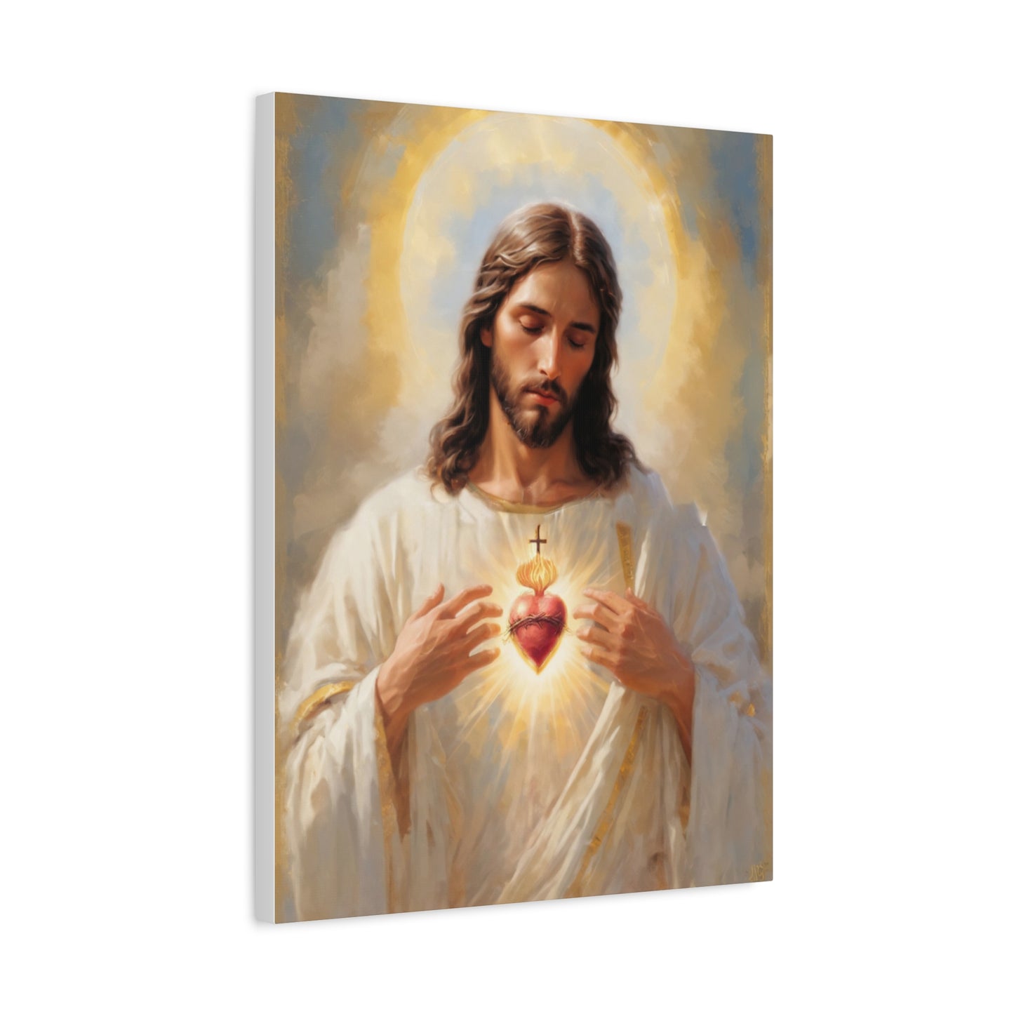Jesus Christ Sacred Heart Catholic Canvas Wall Art, Christian Decor