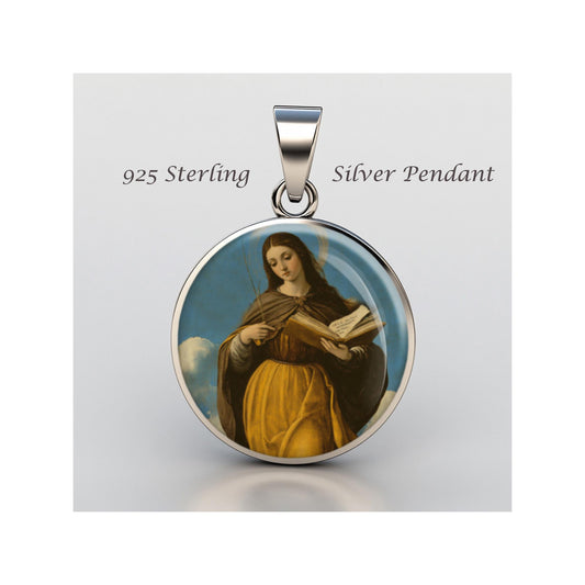 Saint Agatha Religious Christian sterling silver 925 Christian Medal Patron Pendant