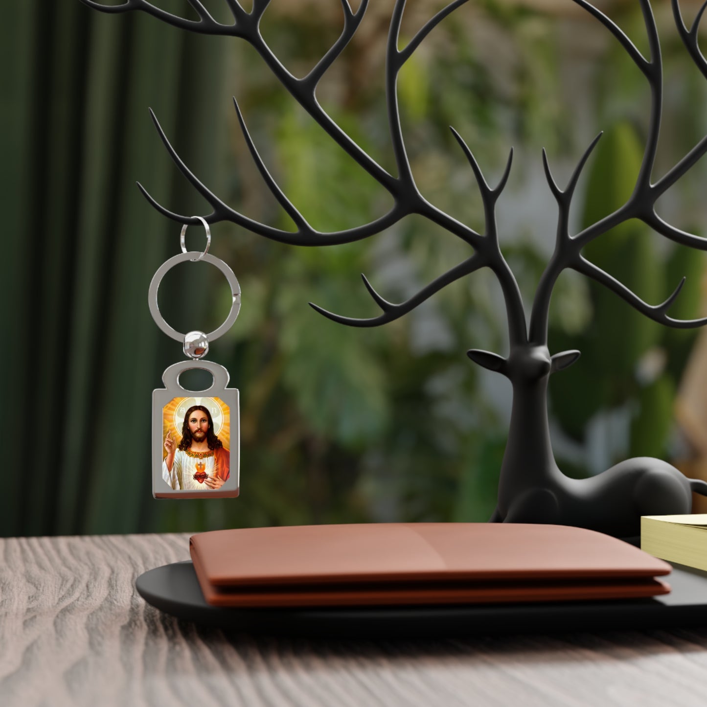 Spiritual Photo Keyring - Personalized Keychain, Religious Gift, Sacred Heart Jesus Keepsake, Custom Keychain for Faithful