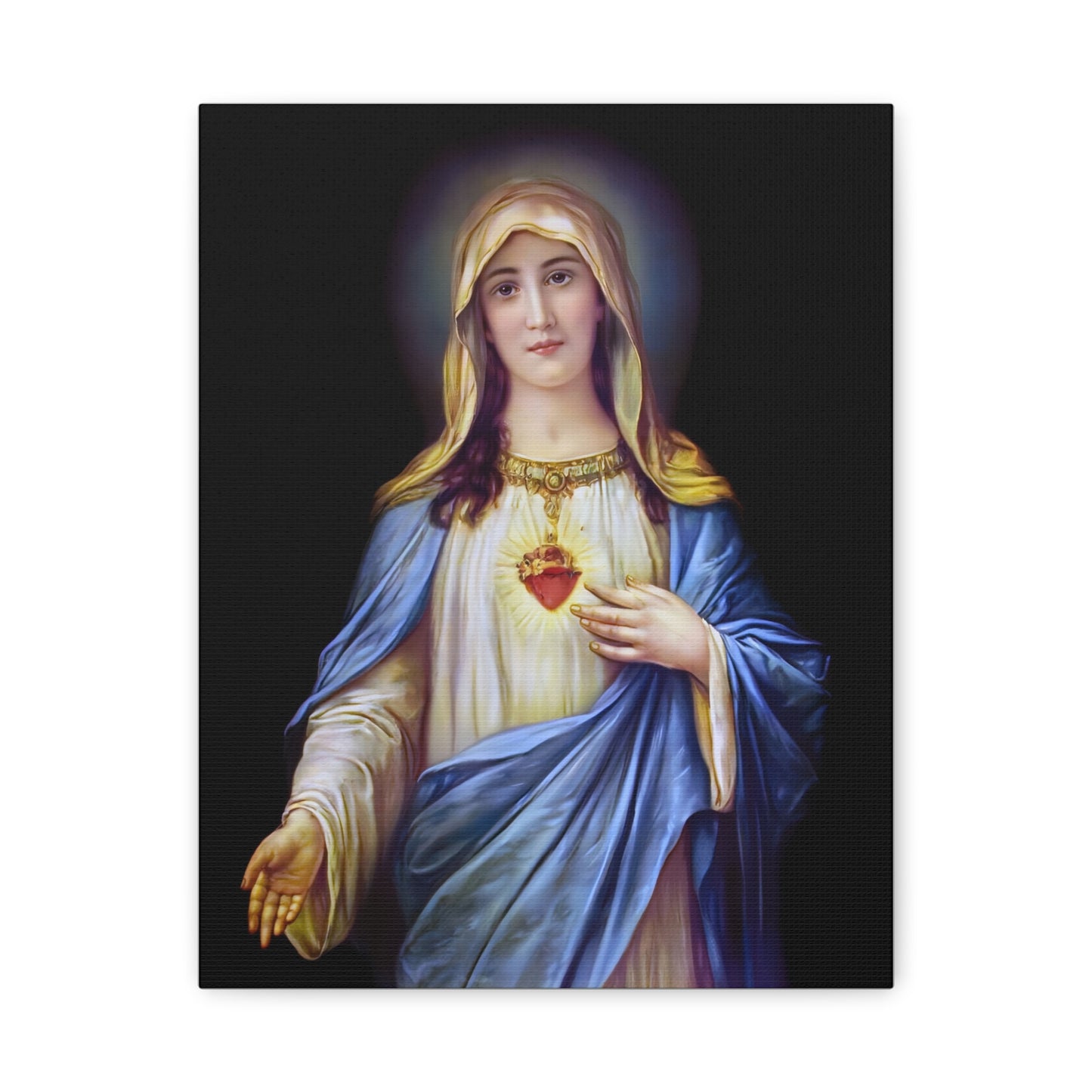 Immaculate Heart Mother Mary - Catholic Canvas Wall Art, Christian Decor
