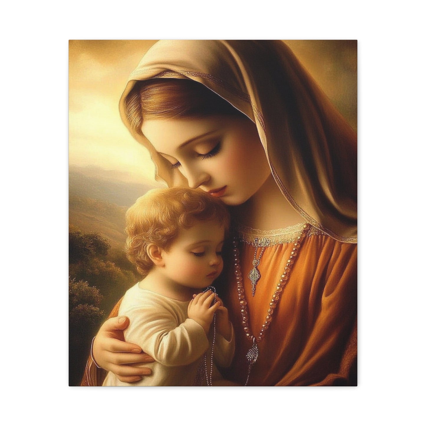 Mother Mary and Baby Jesus Catholic Canvas Wall Art, Christian Decor