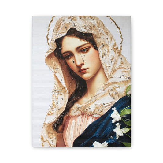 Ready to Hang - Our Lady Tears Catholic Canvas Wall Art, Christian Decor