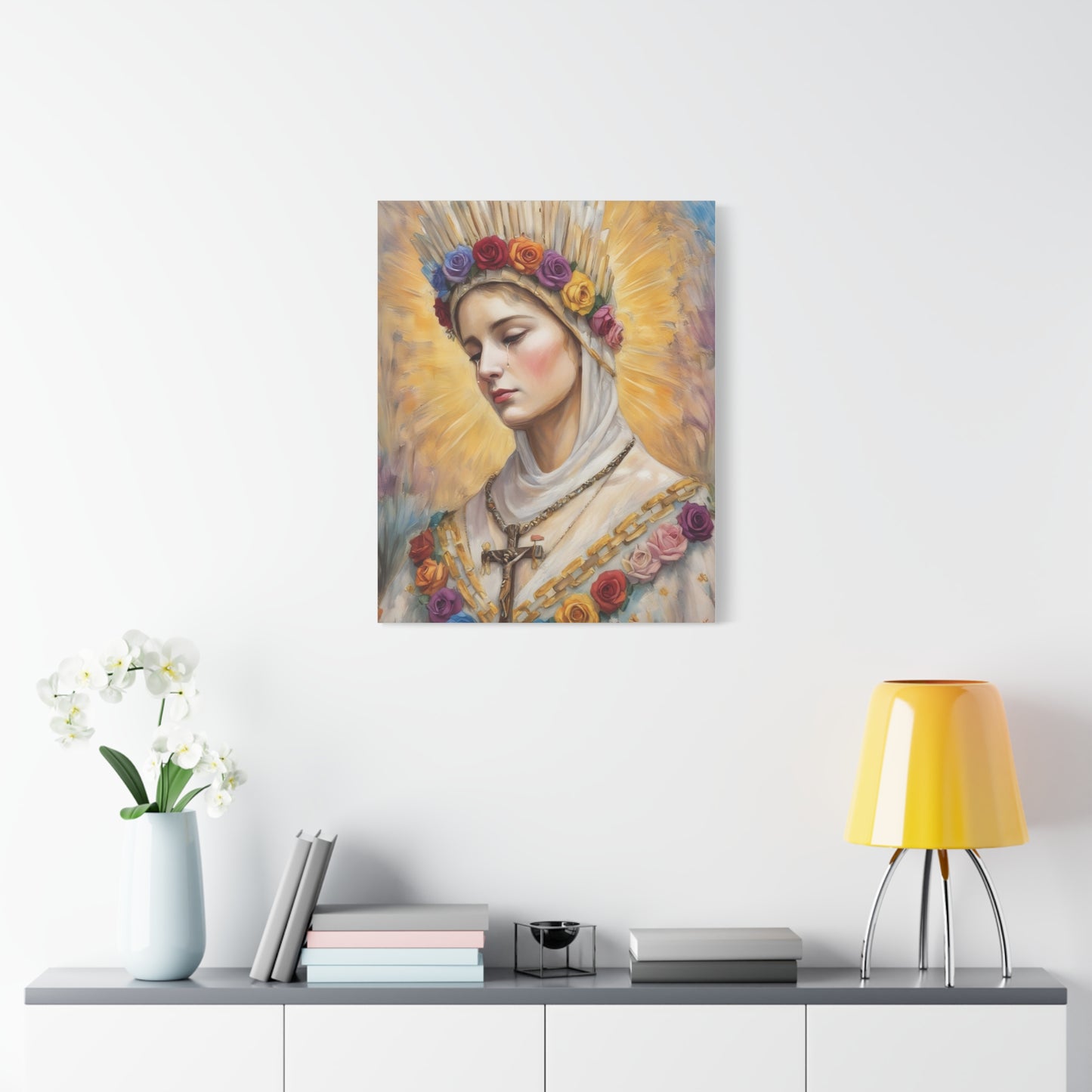 Our Lady La Salette Catholic Canvas Wall Art, Mother Mary Print Christian Decor