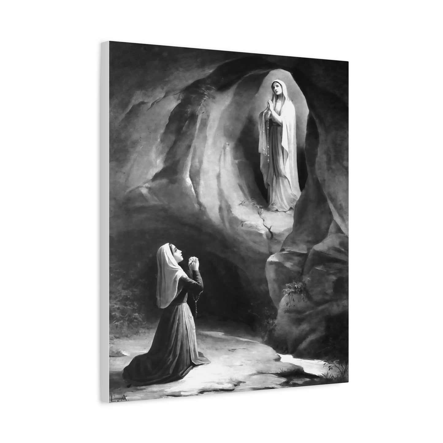 Ready to Hang - Our Lady of Lourdes St. Bernadette Soubirous Catholic Canvas Wall Art, Christian Decor
