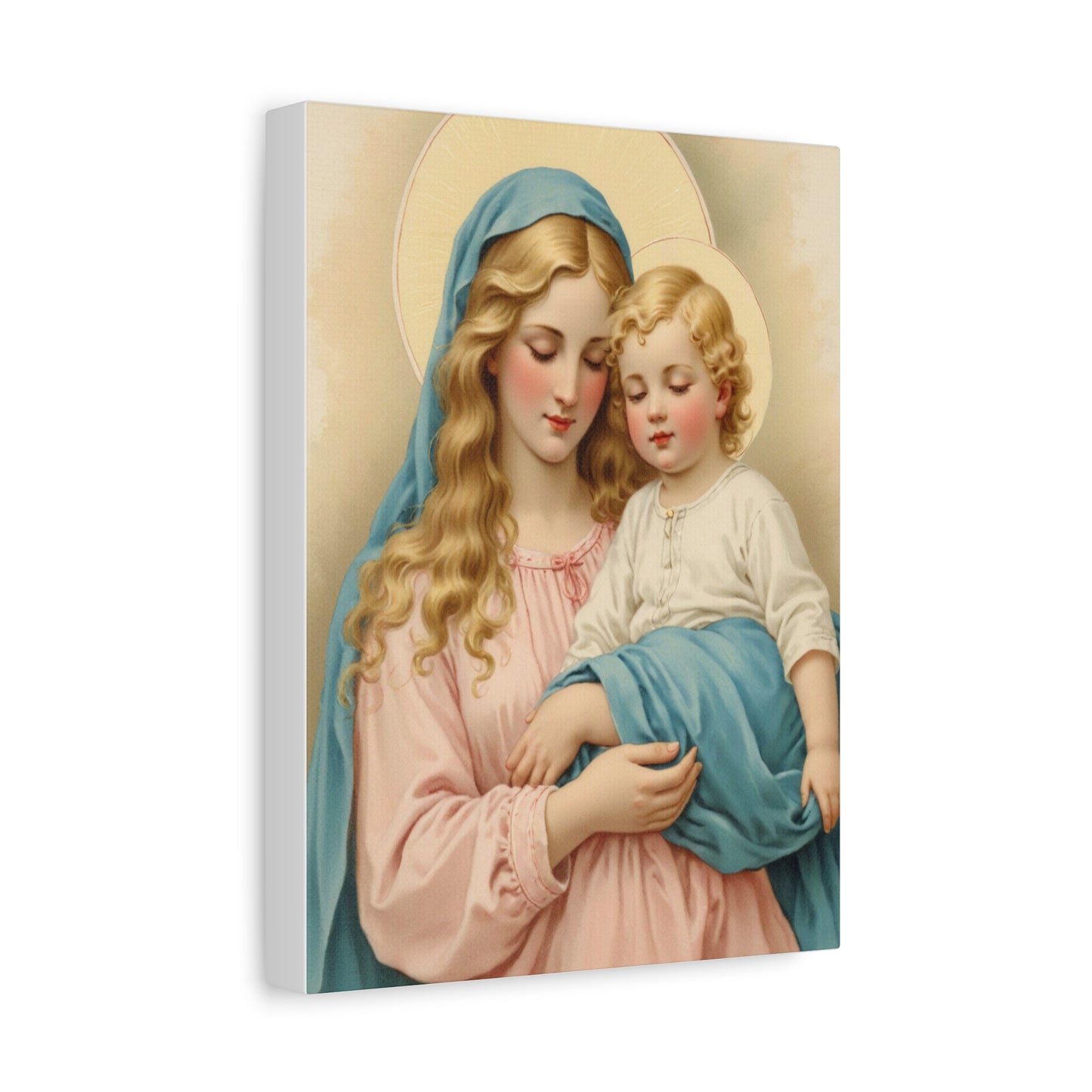 Mother Mary and Baby Jesus Catholic Canvas Wall Art, Christian Decor