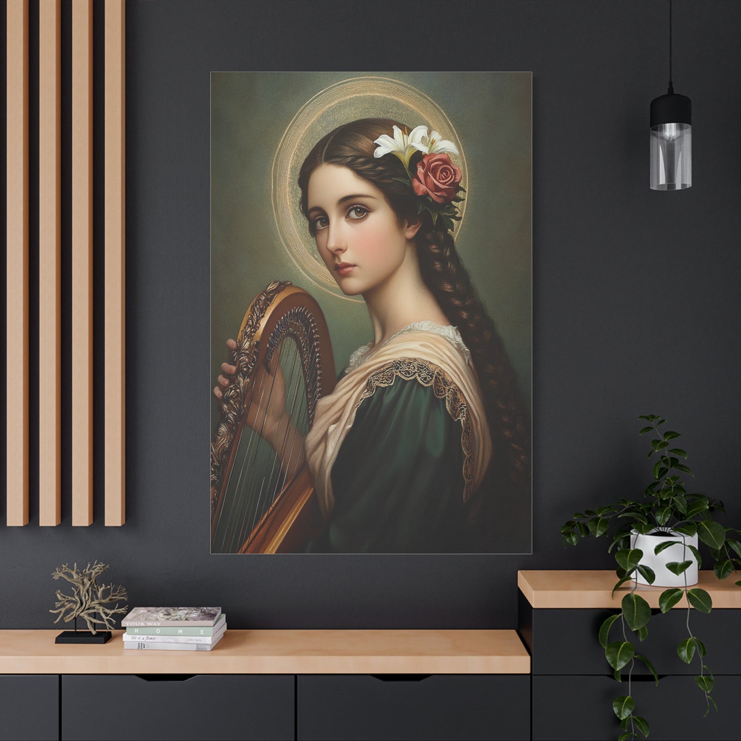 St. Cecilia Catholic Canvas Wall Art, Christian Decor