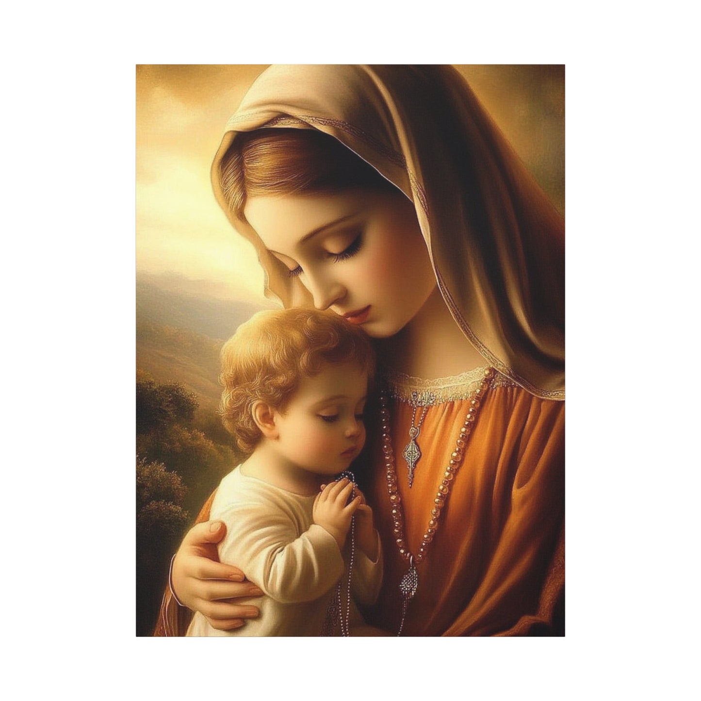Mother Mary and Baby Jesus Catholic Canvas Wall Art, Christian Decor