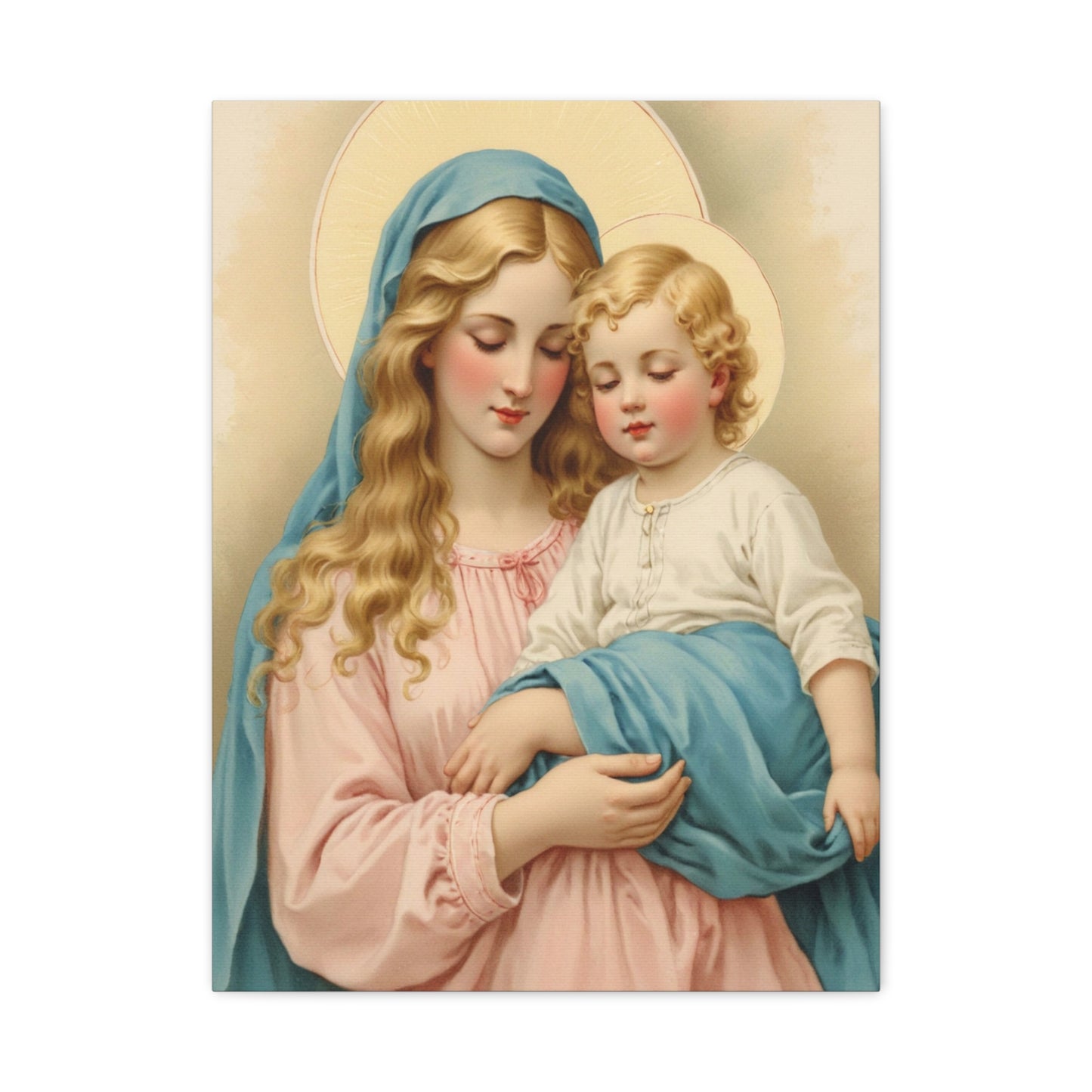 Mother Mary and Baby Jesus Catholic Canvas Wall Art, Christian Decor