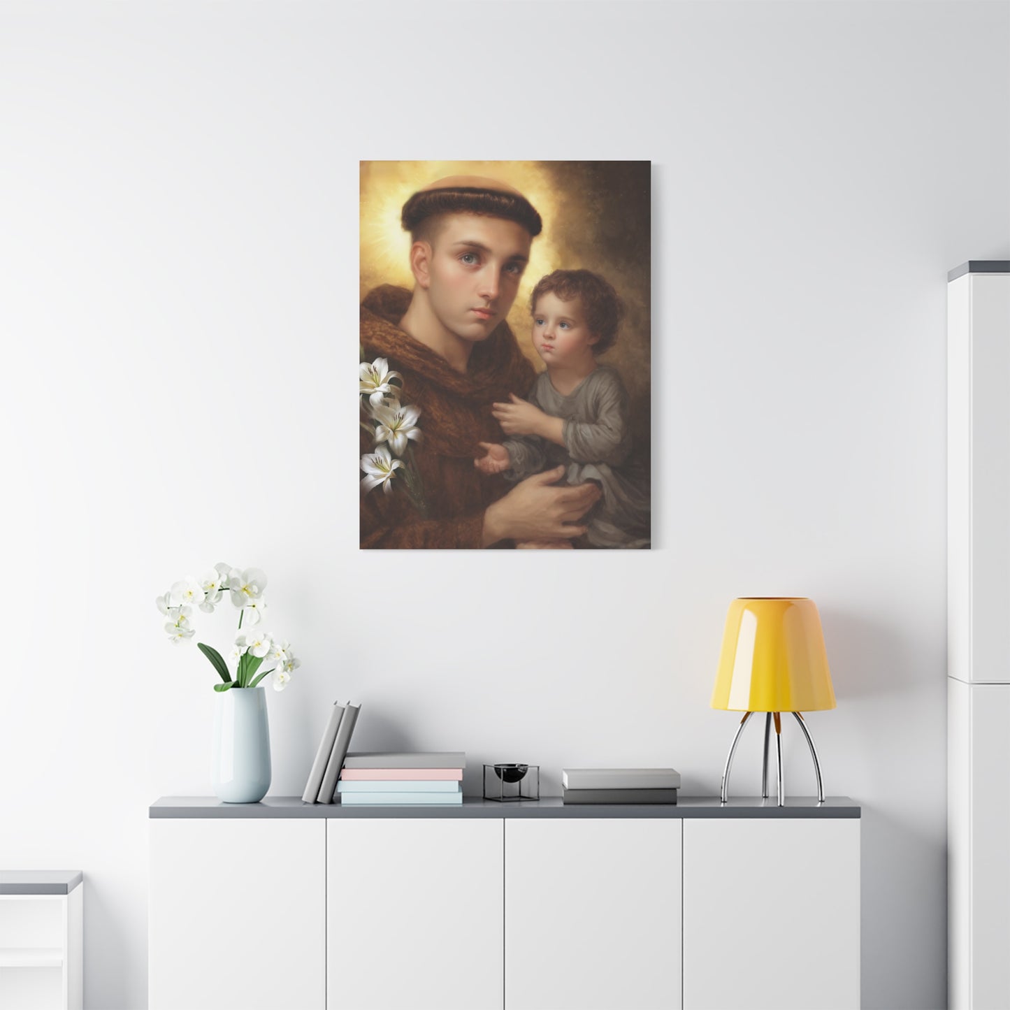 St Anthony with Jesus Canvas Print, Catholic Decor Wall, Gift Religious Christian