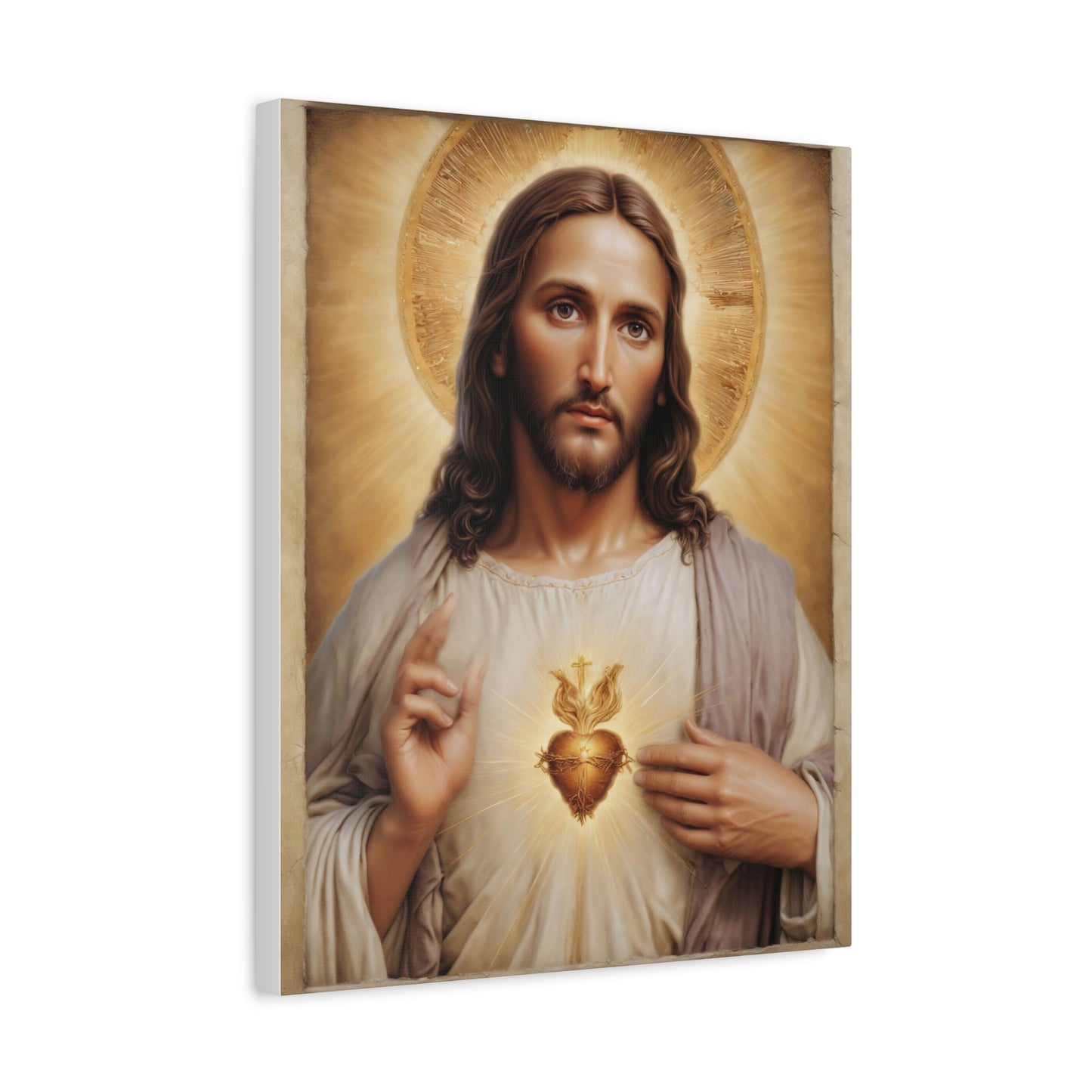 Jesus Christ Sacred Heart Catholic Canvas Wall Art, Christian Decor