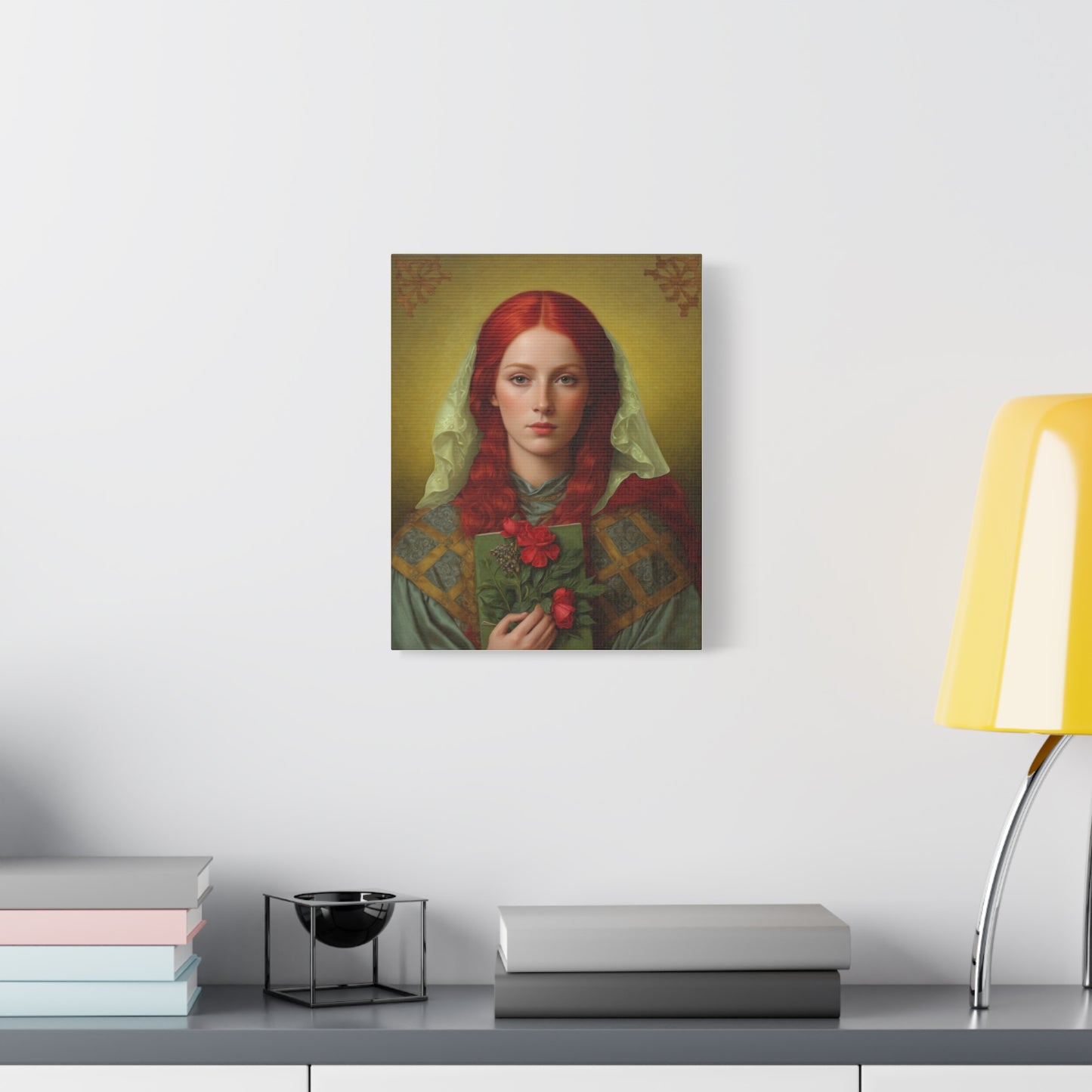 St. Dymphna Catholic Canvas Wall Art, Christian Decor