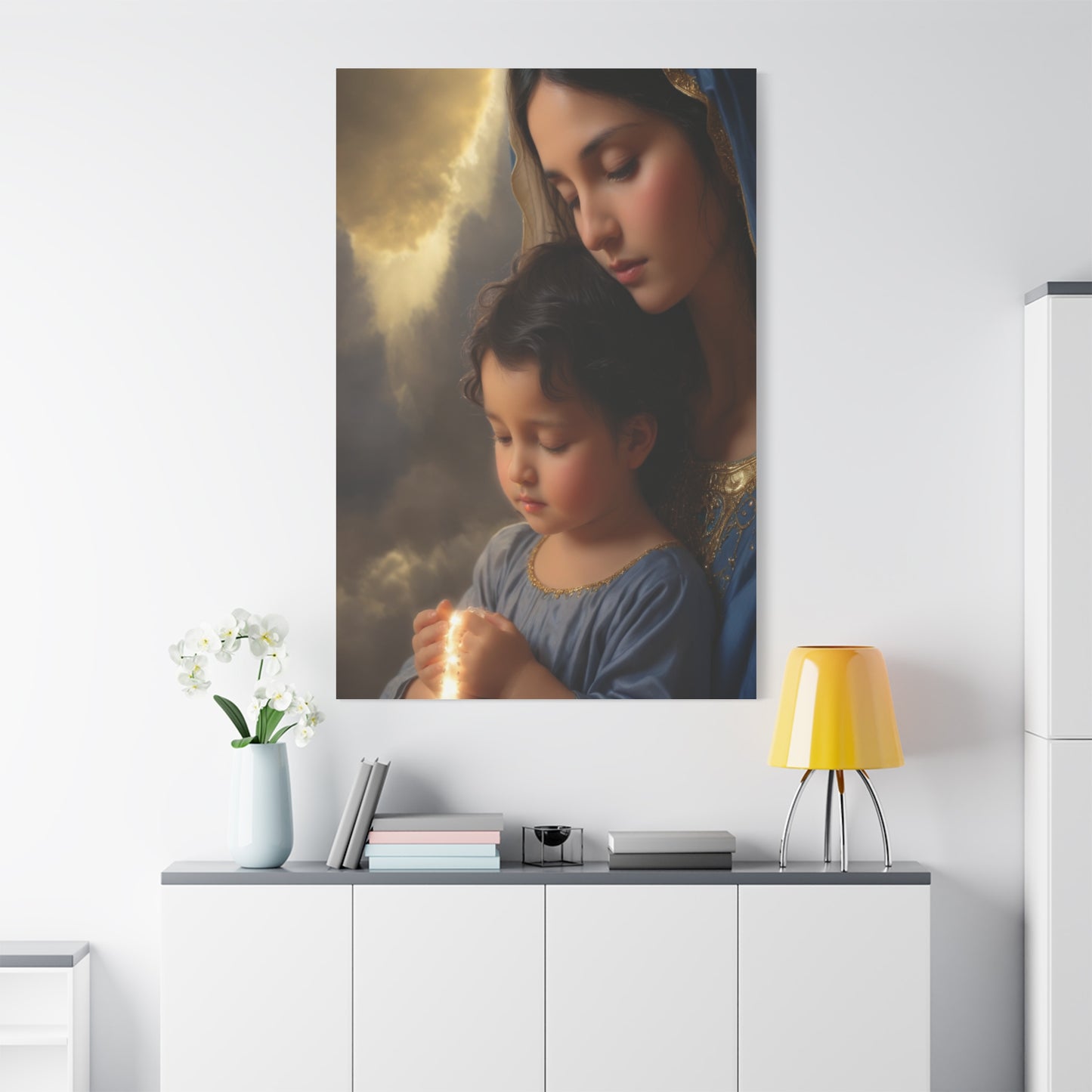 Mary and Baby Jesus Catholic Canvas Wall Art, Christian Decor