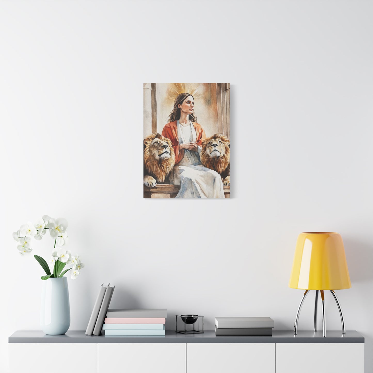Ready To Hang - St. Prisca with Lions Catholic Canvas Wall Art, Christian Decor
