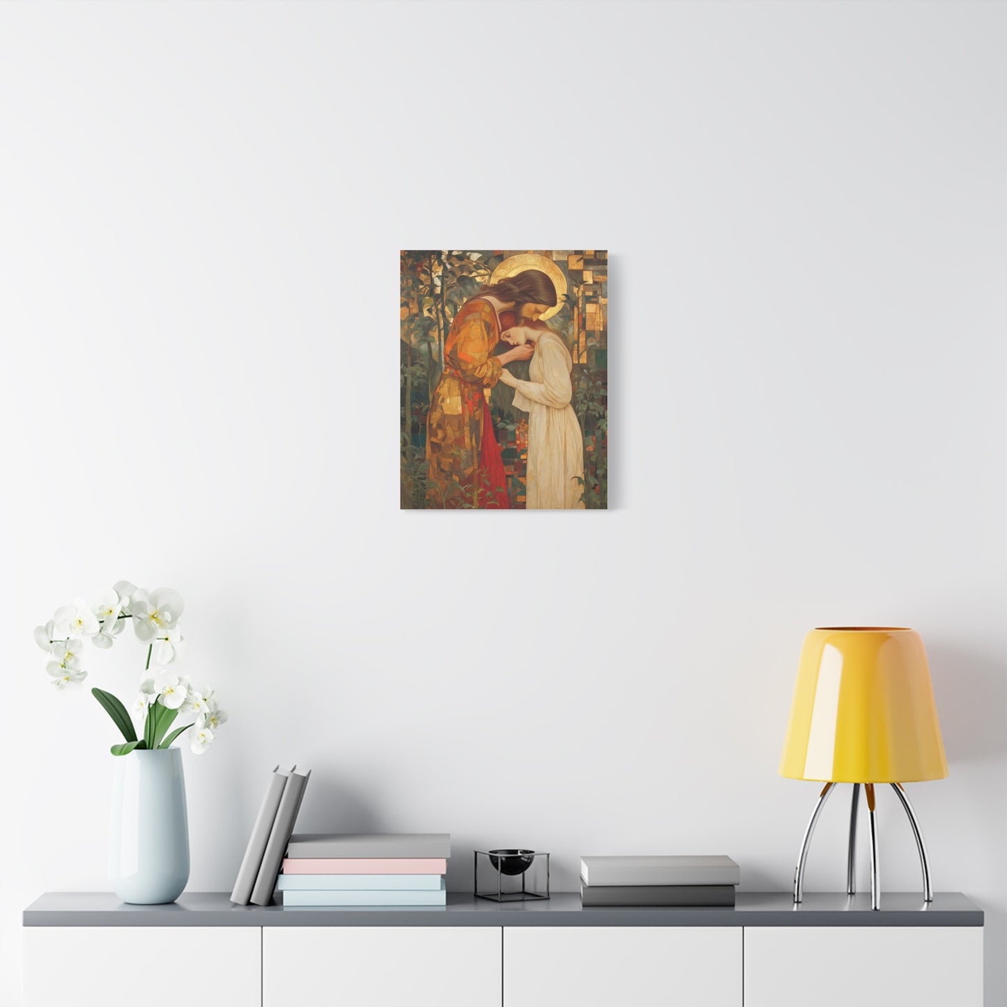 Healing Love - Christ Embracing Mary Magdalene Catholic Canvas Wall Art, Christian Decor