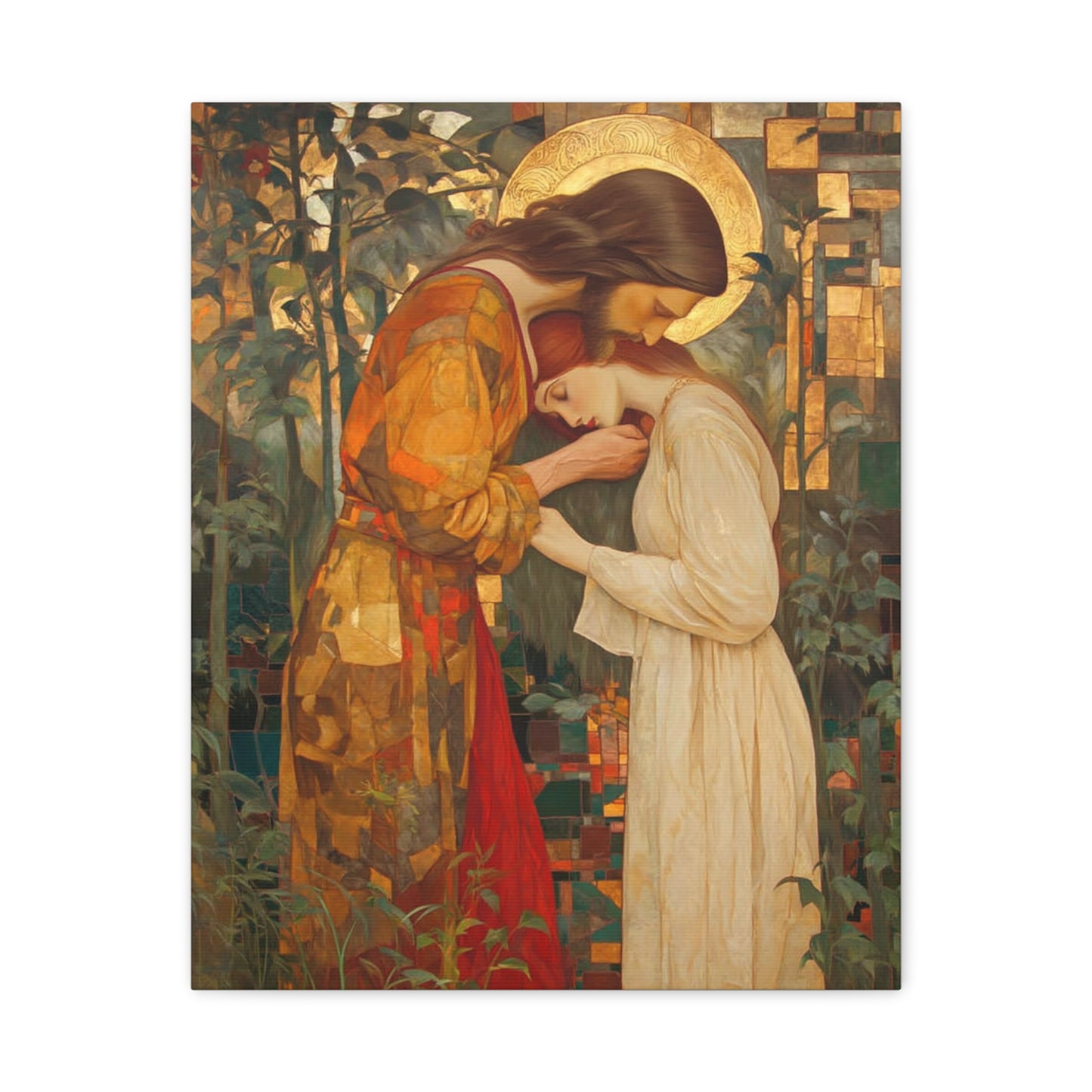 Healing Love - Christ Embracing Mary Magdalene Catholic Canvas Wall Art, Christian Decor